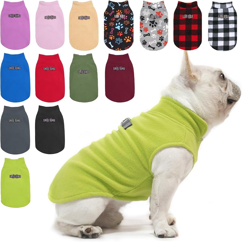 Suéter de fleece para cães pequenos e médios BEAUTYZOO com argolas duplas para guia, tamanho XS–XL
