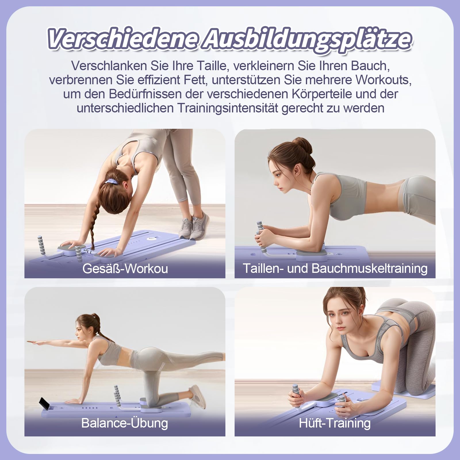 Planche Pilates, appareil de fitness pour la maison, planche réformatrice multifonctionnelle pliable, entraînement complet du corps, entraîneur automatique des abdominaux avec bande de résistance