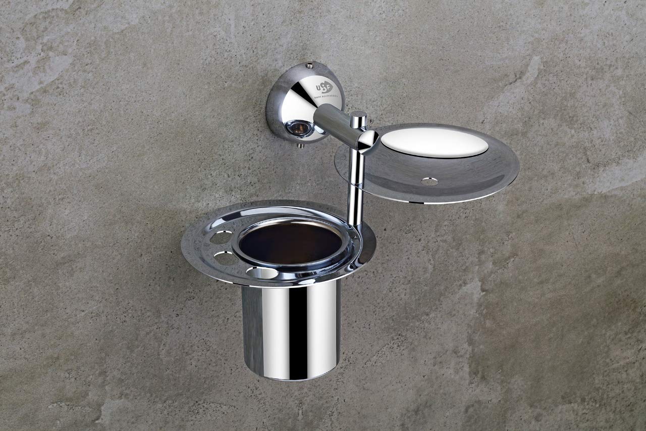USF Toothbrush Holder with Soap Holder, 304 Stainless Steel Tumbler Holder and Soap Stand, Brush Holder, Soap Dish Bathroom Accessories (Chrome, Torin) 1 Piece (B084V39Z86) Amazon Price History, Amazon Price Tracker