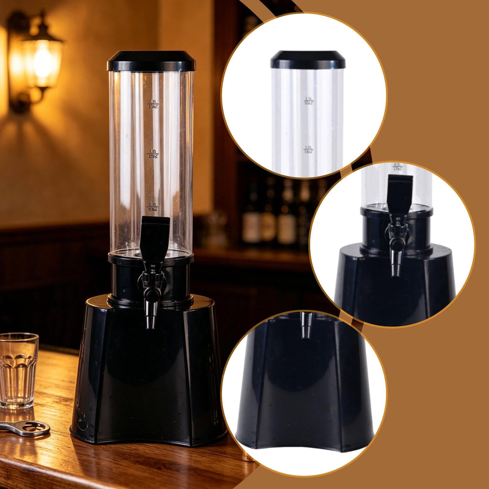 Dispensador de Cerveza de Torre Dispensador de Licor Jugo Cóctel Bebida con Grifo de PP Alta Durabilidad Adecuado para Cenas Familiares, tal como se describe, 1.5l