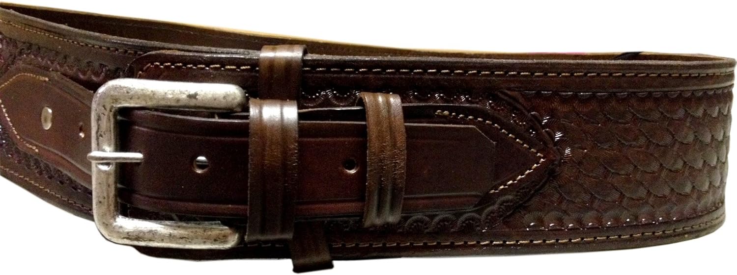 44/45 Caliber Weave Pattern Western Leather Gun Holster Size 38