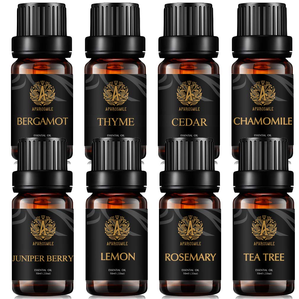 Aromatherapie Thymian ätherisches Öl Set für Diffusor, 100% reine Bergamotte ätherisches Öl Kit für Hause, 8x10ml Kamille ätherische Öle Set- Zeder,Zitrone,Rosmarin,Teebaum Öle...