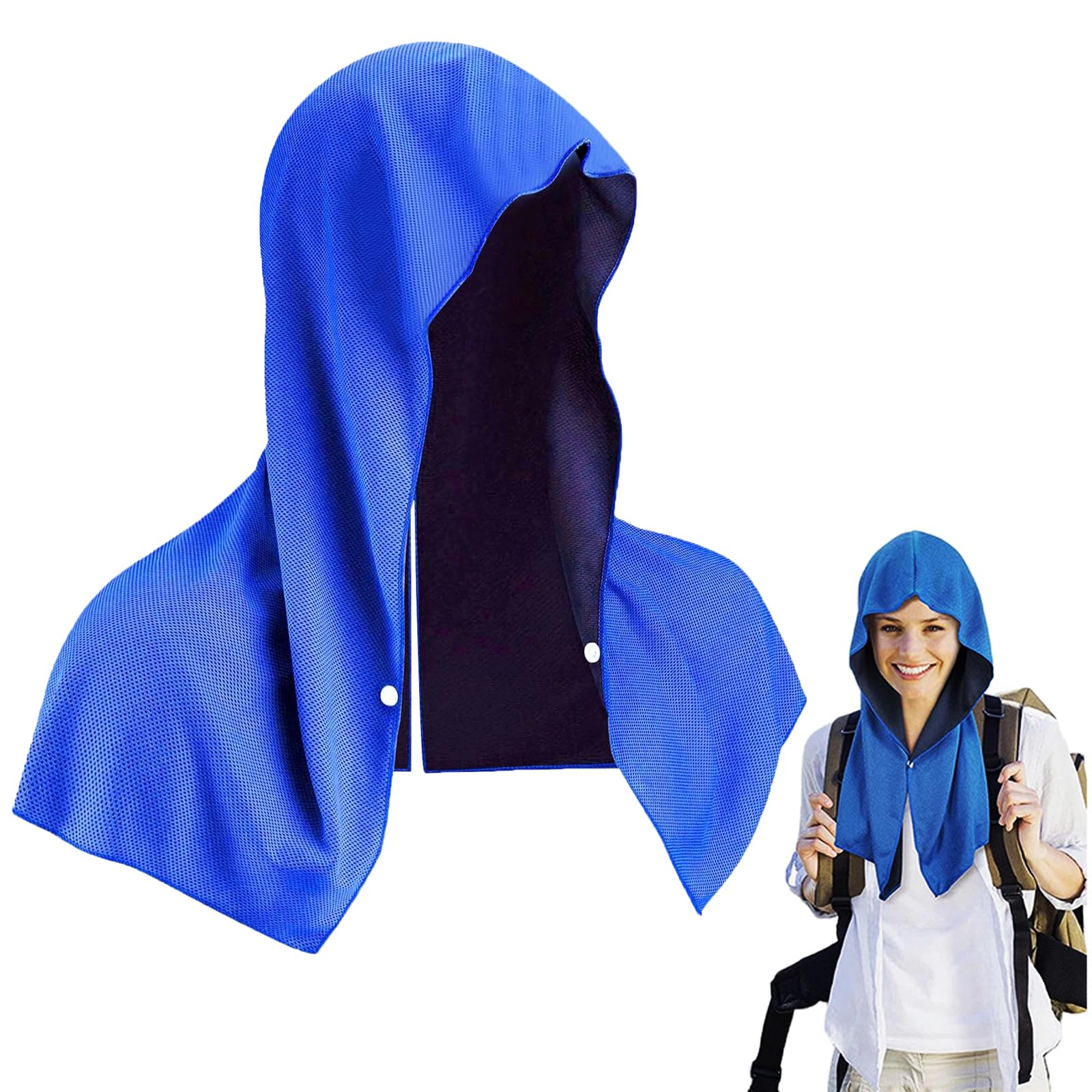 JWTRSVTY Kühltücher Hoodie, Kühlendes Handtuch Mikrofaser Handtuch, Kühlendes Hoodie-Handtuch ürs Training Sport Radfahren Strand - Blau