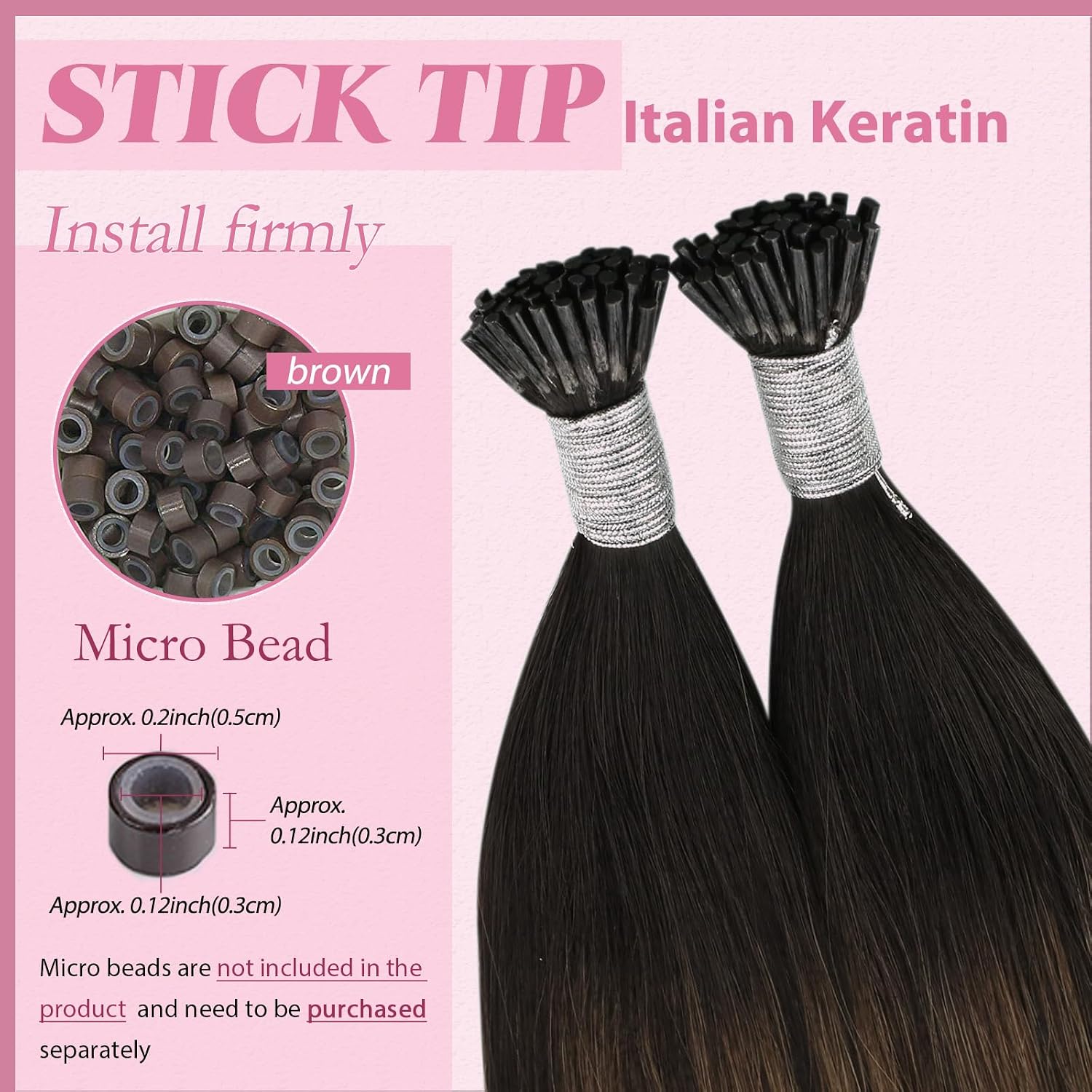  Itip Hair Extension Real Human Hair Brown I Tip Extensions Dark Brown Balayage Brown Itip Hair Extension Real Human Hair 14 Inch Ombre Itips Extension Short Hair 50g 80s for Adding Volume thumbnail