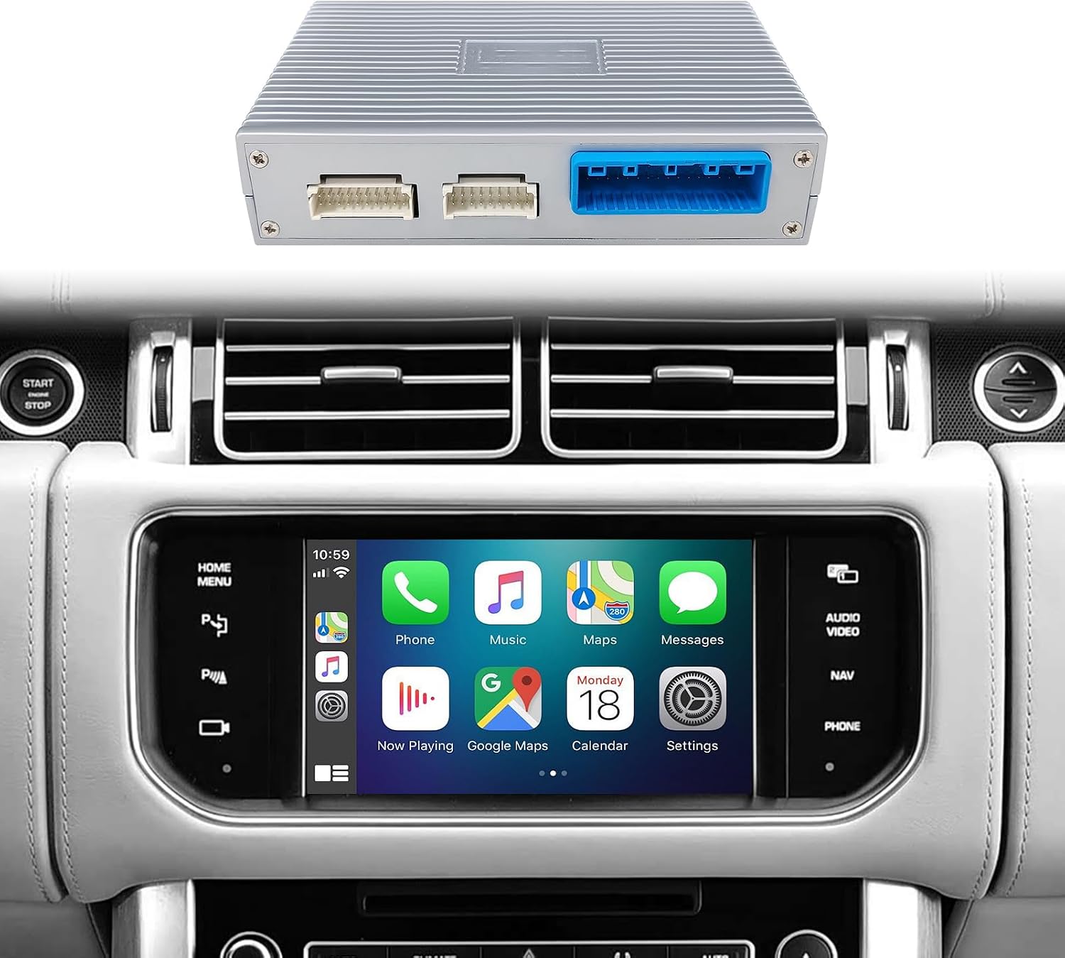 EZoneTronics Wireless CarPlay & Android Car Retrofit Kit Decoder Box for Land Rover Range Rover Evoque Discovery Jaguar XJL F-Type 2012-2016 Plug & Play CarPlay Adapter with SWC WLAN Bluetooth Siri