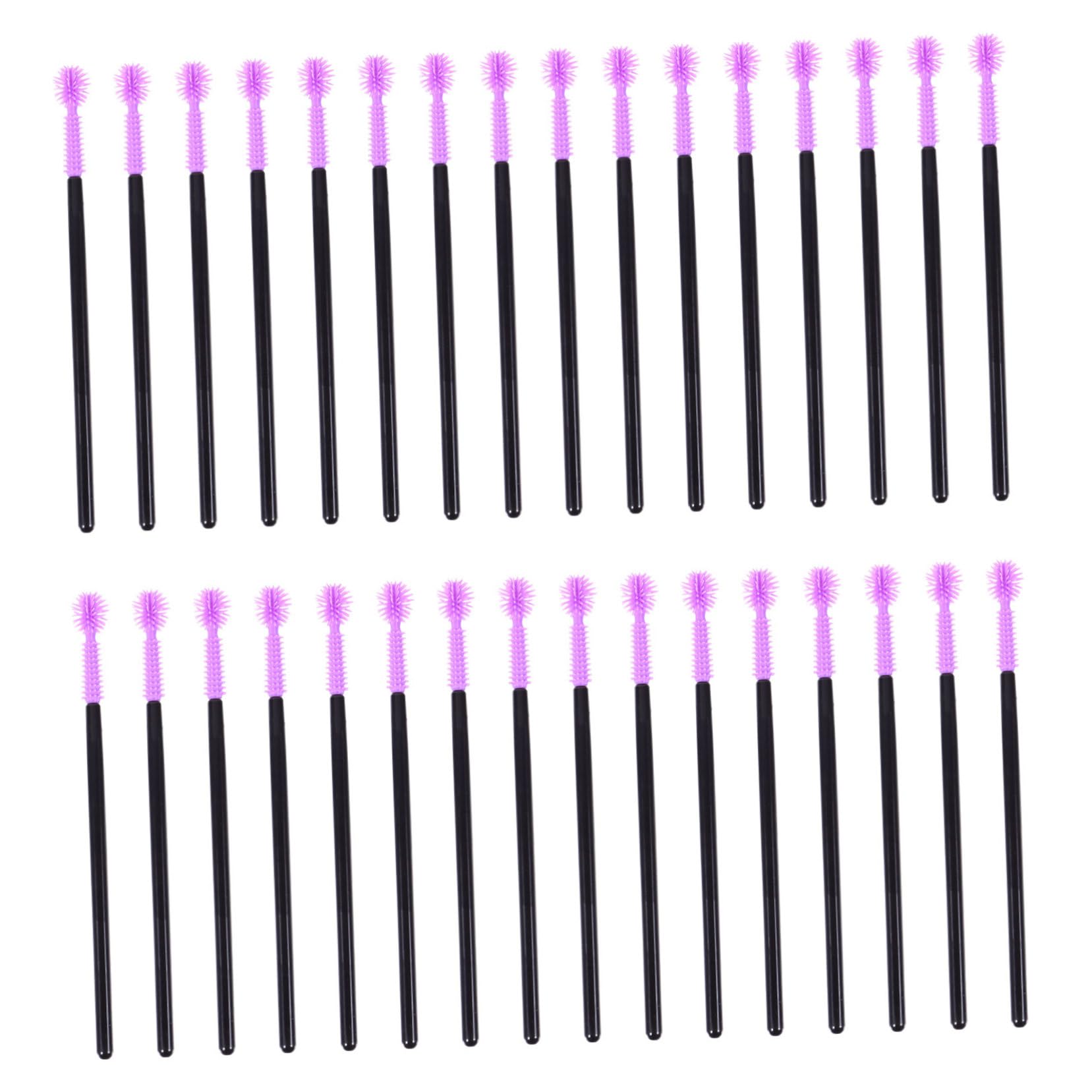 FOMIYES Eyebrowbrush Set 50pcs Portable Eyebrow Brush Wands Purple Ball Tip Makeup Brush for Travel Daily Use