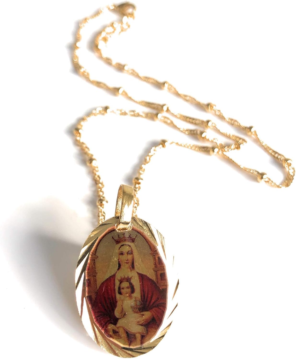 Virgen de Coromoto 18K Gold Plated 17.5 Inches Chain