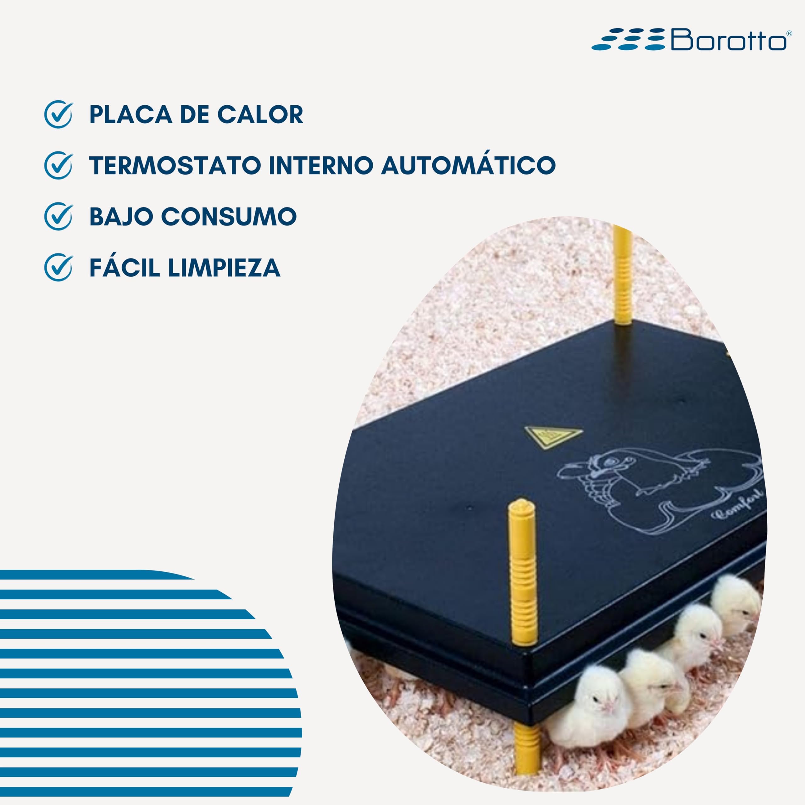 Borotto Criadora de Pollitos - Placa de Calor - Altura Ajustable - Bajo Consumo (50/55 Pulgadas)