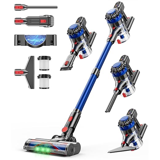 KARDV Cordless Vacuum Cleaner, 500W/40Kpa Vacuum Cleaners for Home, 60Mins Stick Vacuum with LED Display, Anti-Tangle Wireless Vacuum, 8 in 1 Lightweight Vacuum for Hard Floors Carpet Pet Hair
