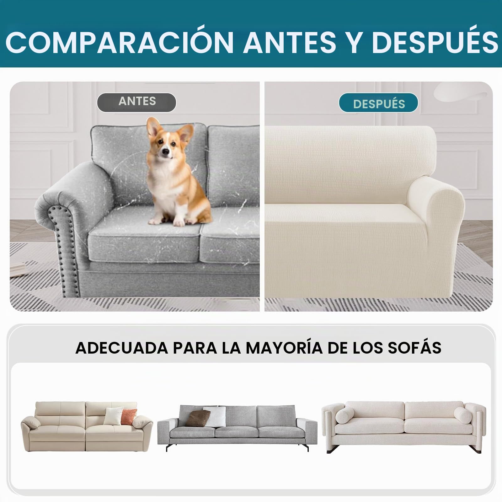 BellaHills Funda Sofá 2 Plazas Impermeable, Jacquard Elástica Antideslizante, Protector de Sofá, Protectora Mascotas,Marfil