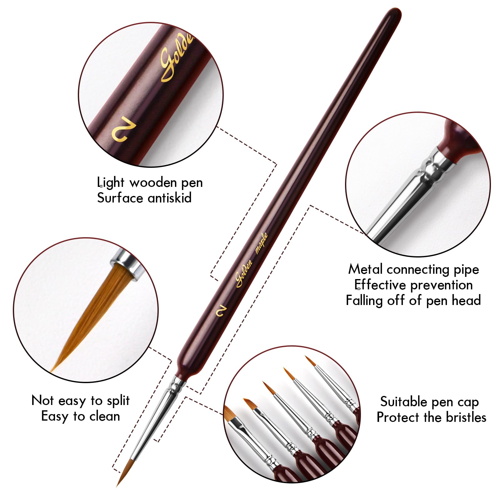 Golden Maple Detail Paint Brush Set,18 PCS Artist Miniature Paint Brushes Model Brushes Micro Detail Brushes for Small Models Paint by Numbers Acrylic Watercolor for Adults