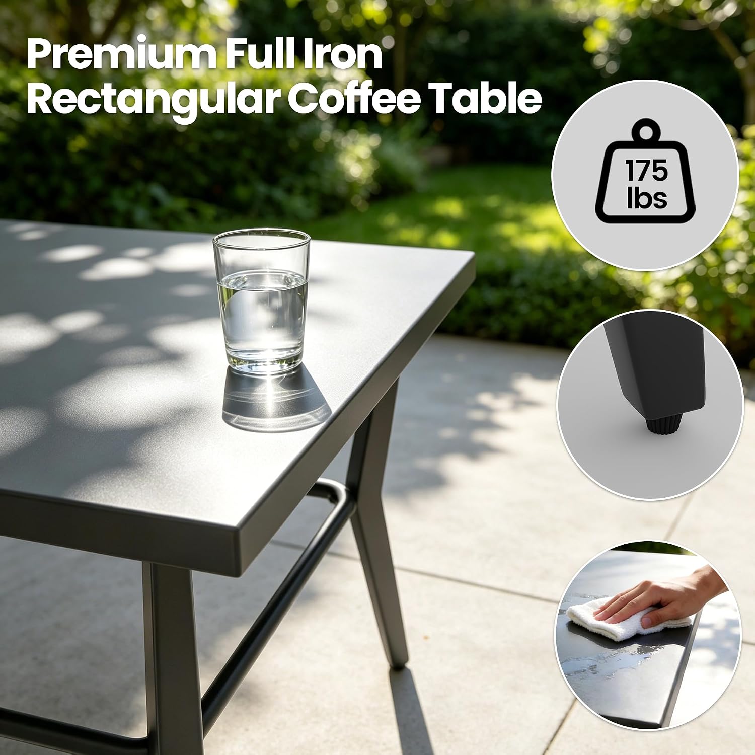 Aluminum Outdoor Patio Furniture Set,8 Seats Patio Conversation Sets with Rectangular Coffee Table,Metal Patio Sectional Furniture Set with 5.1" Thickened Cushions,Grey