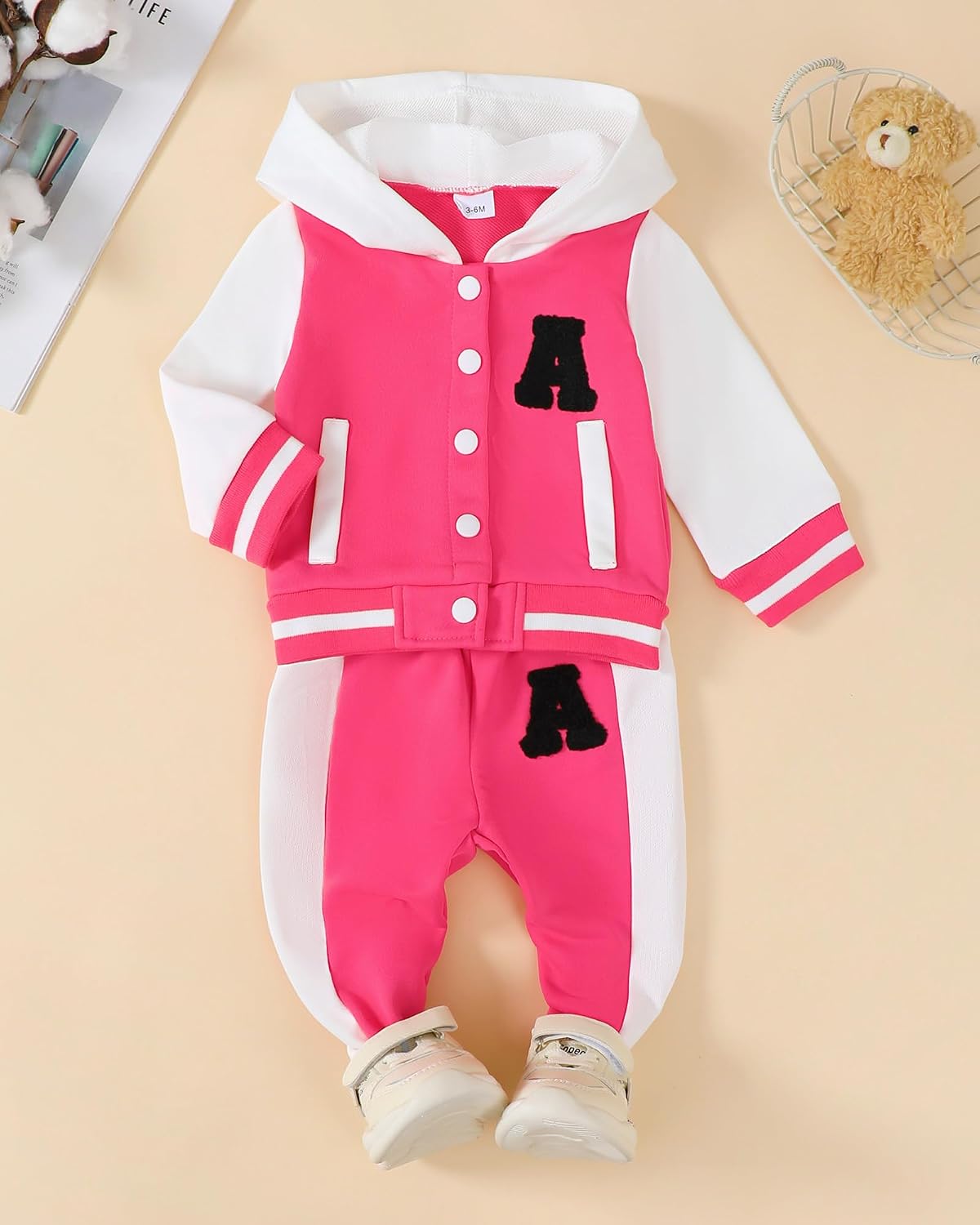 Saeaby Infant Toddler Baby Girl Clothes Long Sleeve Graphic Hoodie Sweatshirt Pant Set Cute Fall Winter Newborn Outfits