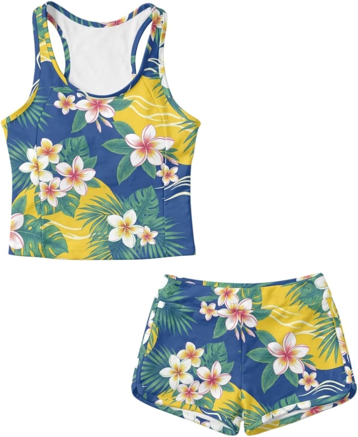 Girls Swimsuit Two Piece Crew Neck Bathing Suits for Girls with Boyshort Cute Tankini Swimsuits Size 6-15