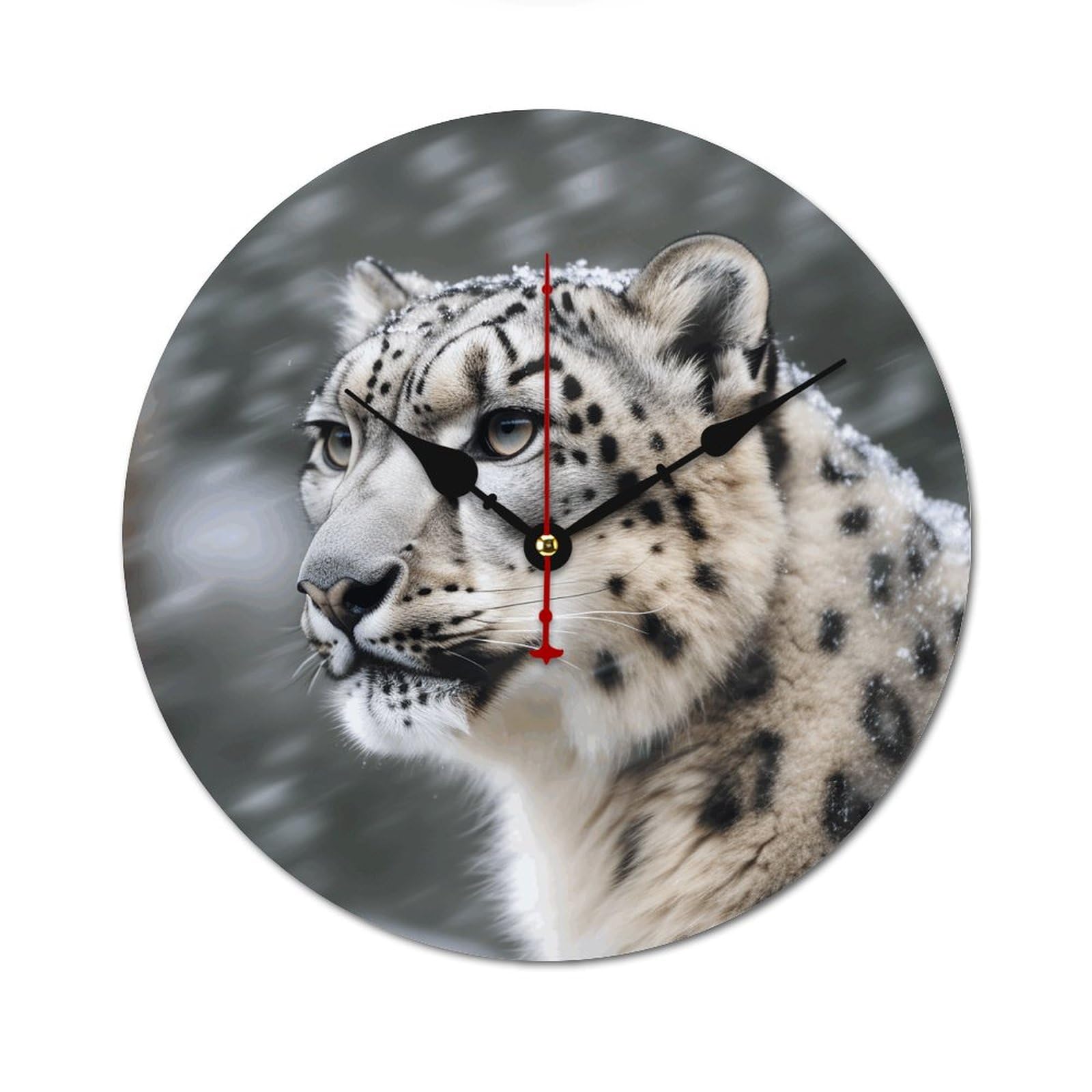 Horloge moderne en bois léopard des neiges 40 cm objet design pour salon