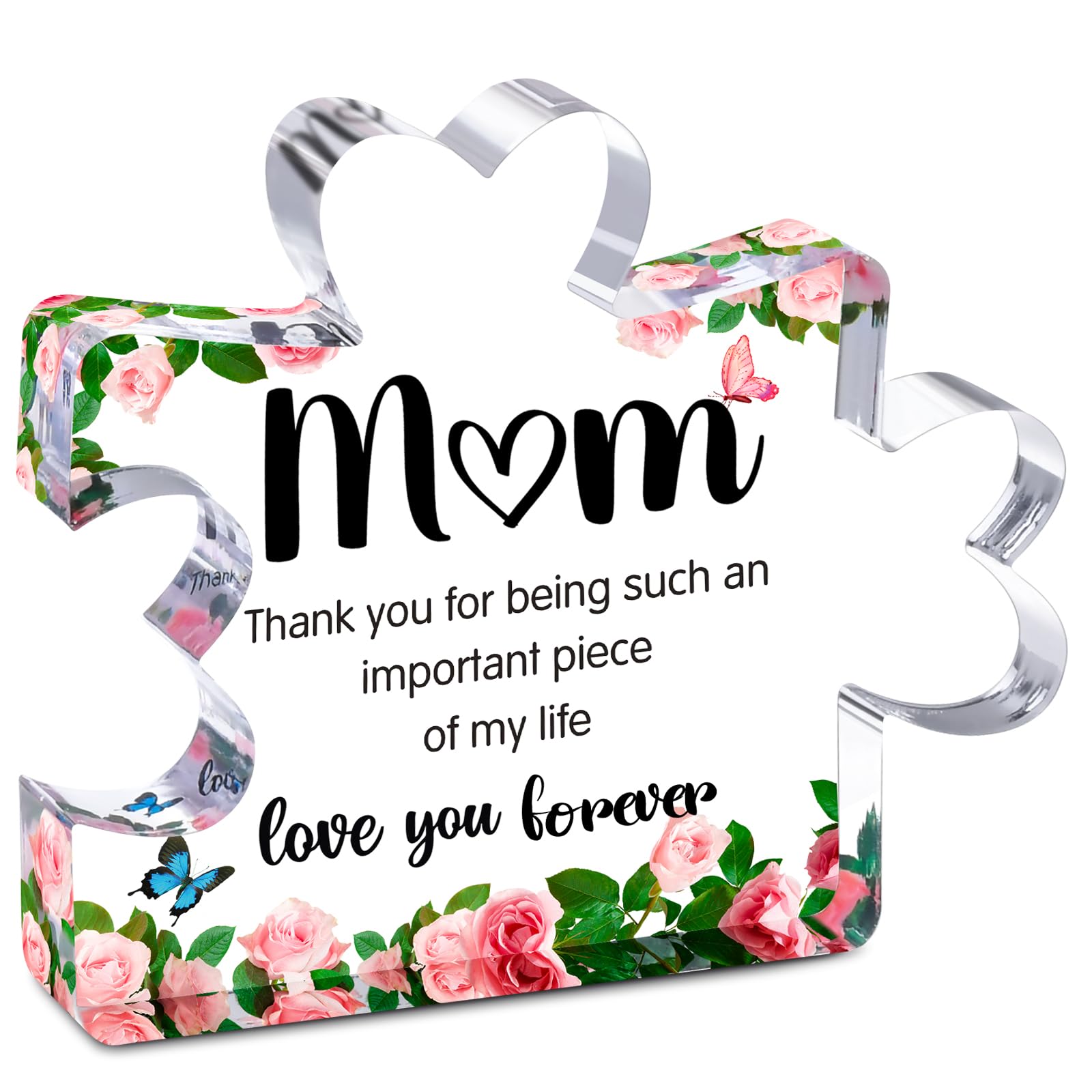 Mothers Day Mom Gifts for Mom Grandma Wife from Husband Daughter Son -Cute Engraved Acrylic Block Puzzle Piece - Mother's, Christmas,Birthday, Anniversary Home Office Desk Presents Ideas for Women Her