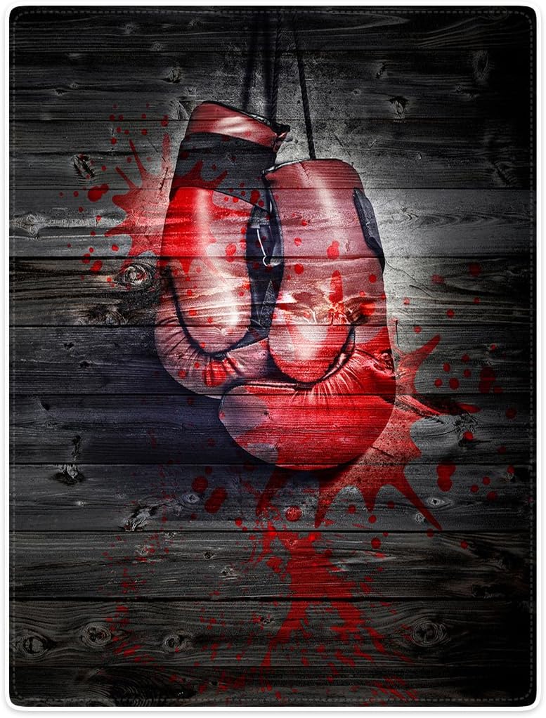 Super Soft Warm Blankets Sofa Bed Throw Red Boxing Gloves Brown Wood Grain Blood 60" x 80"