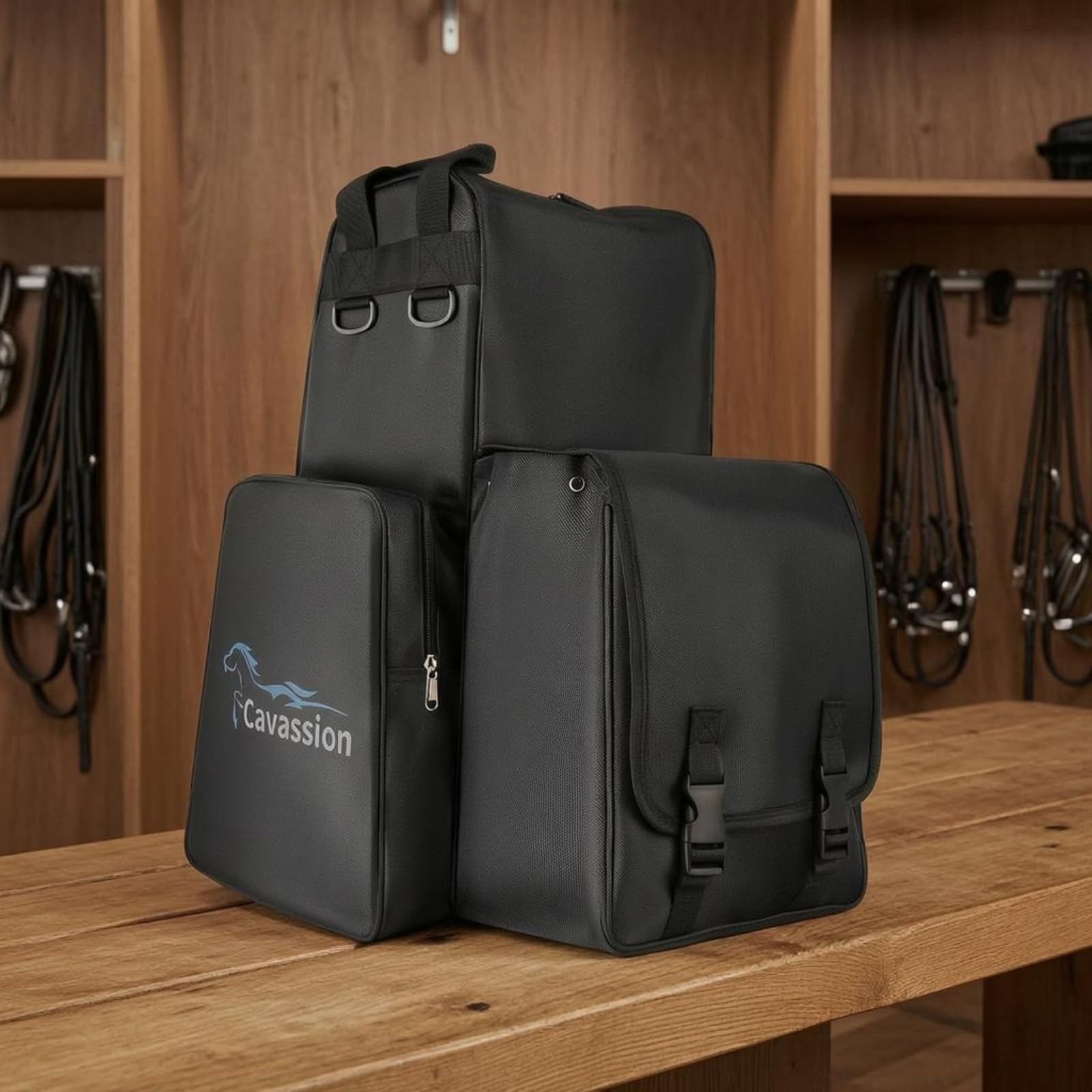 MagiDeal Borsa Equestre Organizzazione Attrezzatura Borsa Portaoggetti Borsa da Borsa da Maneggio con Struttura Rigida con E Cerniera Adatta per Spostamenti tra Lezioni di Equitazione