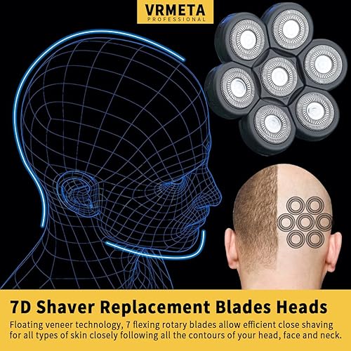 Miniatura 4 de 7 Blades - Cabezales de repuesto para afeitadora eléctrica para hombre, cabezales de repuesto para afeitadora eléctrica giratoria 7D (7 cabezales