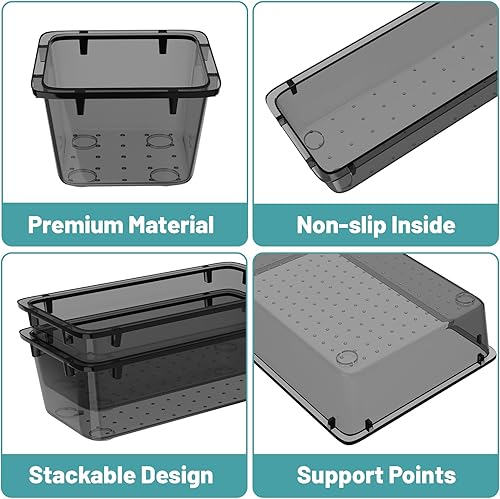 Miniatura 2 de WOWBOX Juego de 40 organizadores de cajones de plástico transparente, 4 tamaños, organizador de cajones de escritorio y contenedores de
