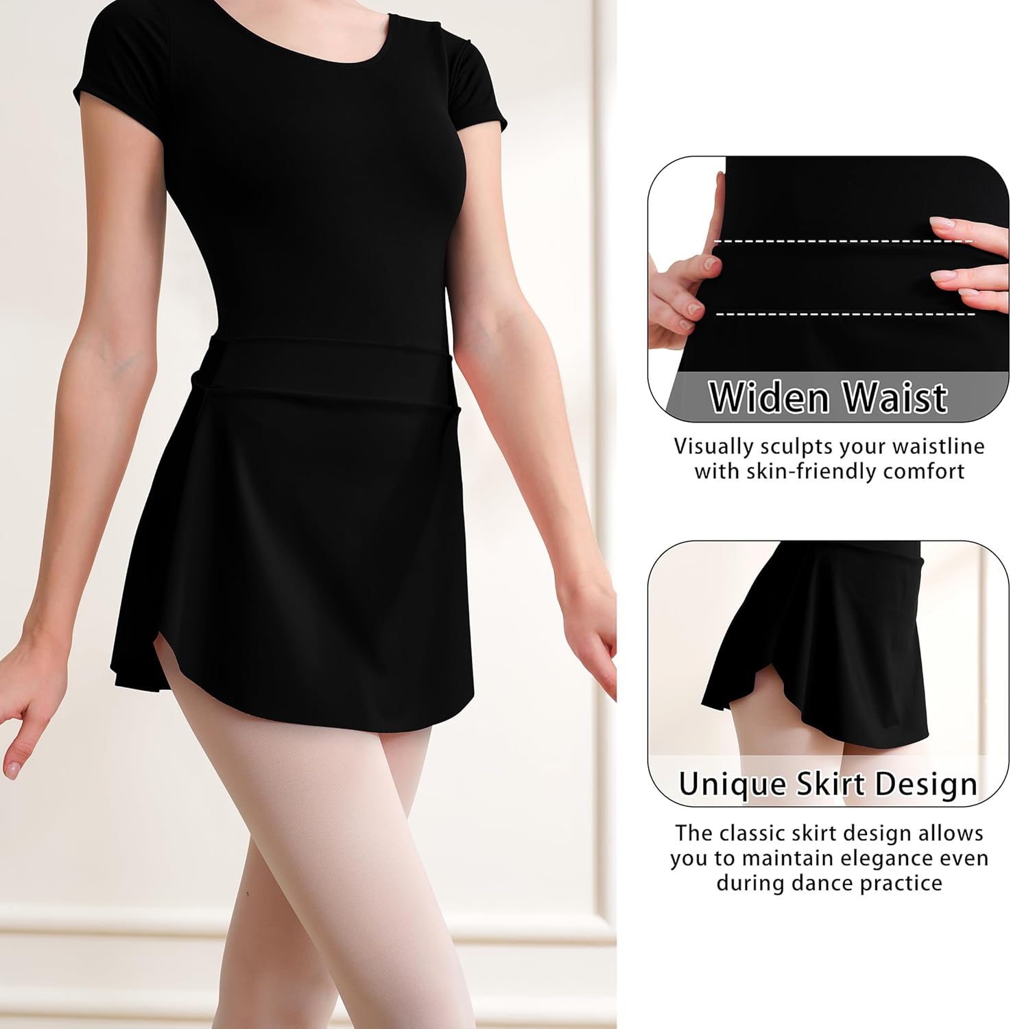 Women's Team Basic Short Sleeve Dance Leotard with Pull on Ballet Skirt - Image 4