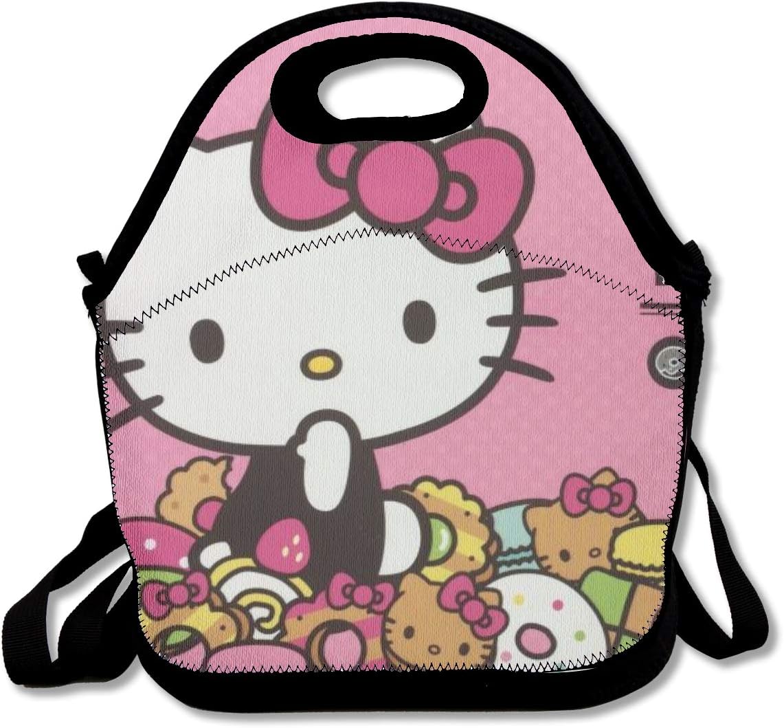 LIUYAN Personalized Lunch Bags Hello Kitty Cafe Tote Bags for School Cooler Picnic