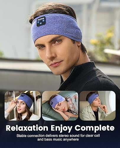 Miniatura 5 de Perytong Audífonos de diadema, audífonos para dormir de Bluetooth, diadema inalámbrica, audífonos para dormir, audífonos de diadema para música para