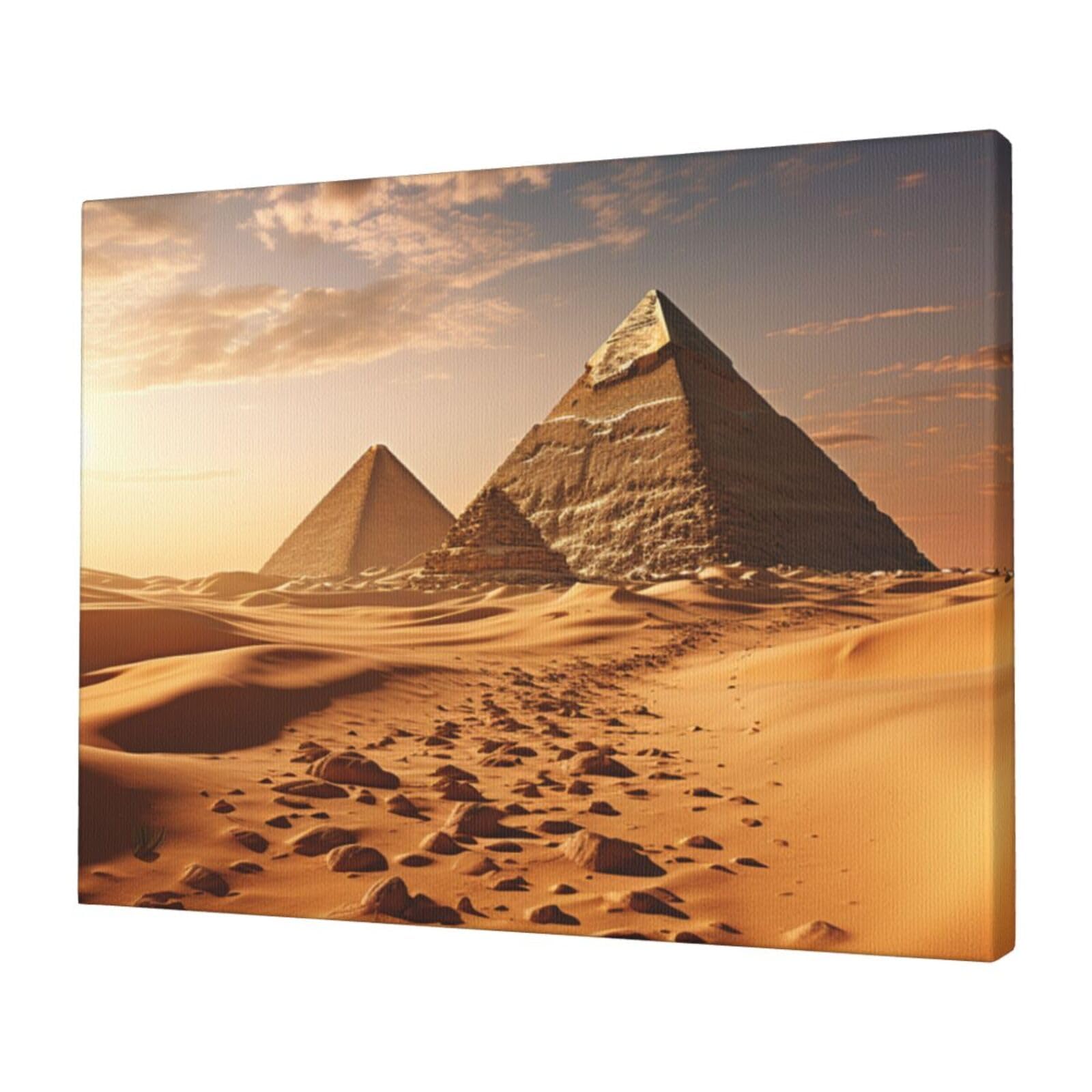 FodPand Canvas Wall Art for Living Room Wall Decor 12"x16" Modern Artwork Painting Pictures Hanging Canvas Prints Pyramid Africa Desert Aesthetic Wall Art for Bedroom Bathroom Office Wallart Decor
