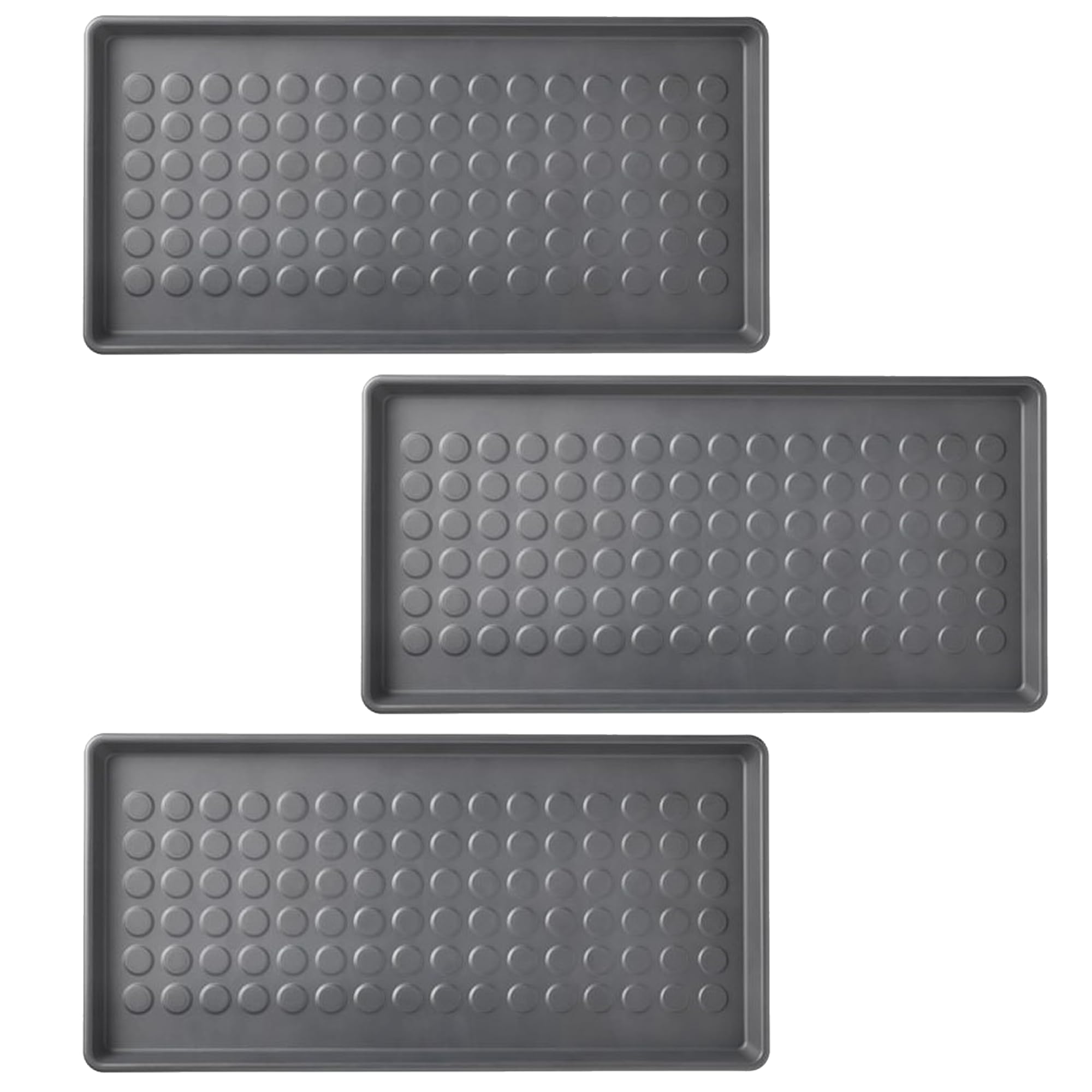 3 pack Heavy Duty Floor Protection Boot Tray - Weather Resistant Plastic Utility Shoe Mat for Indoor and Outdoor Use in All Seasons, Muddy Boot Tray, Black 71x35x3 CM
