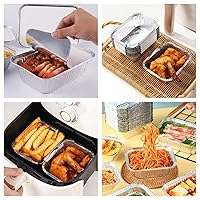 Vista 4 de Sartenes de aluminio pequeños de 1 libra con tapas (paquete de 40 – 5 x 4 pulgadas), utensilios de cocina desechables – tapas de cartón