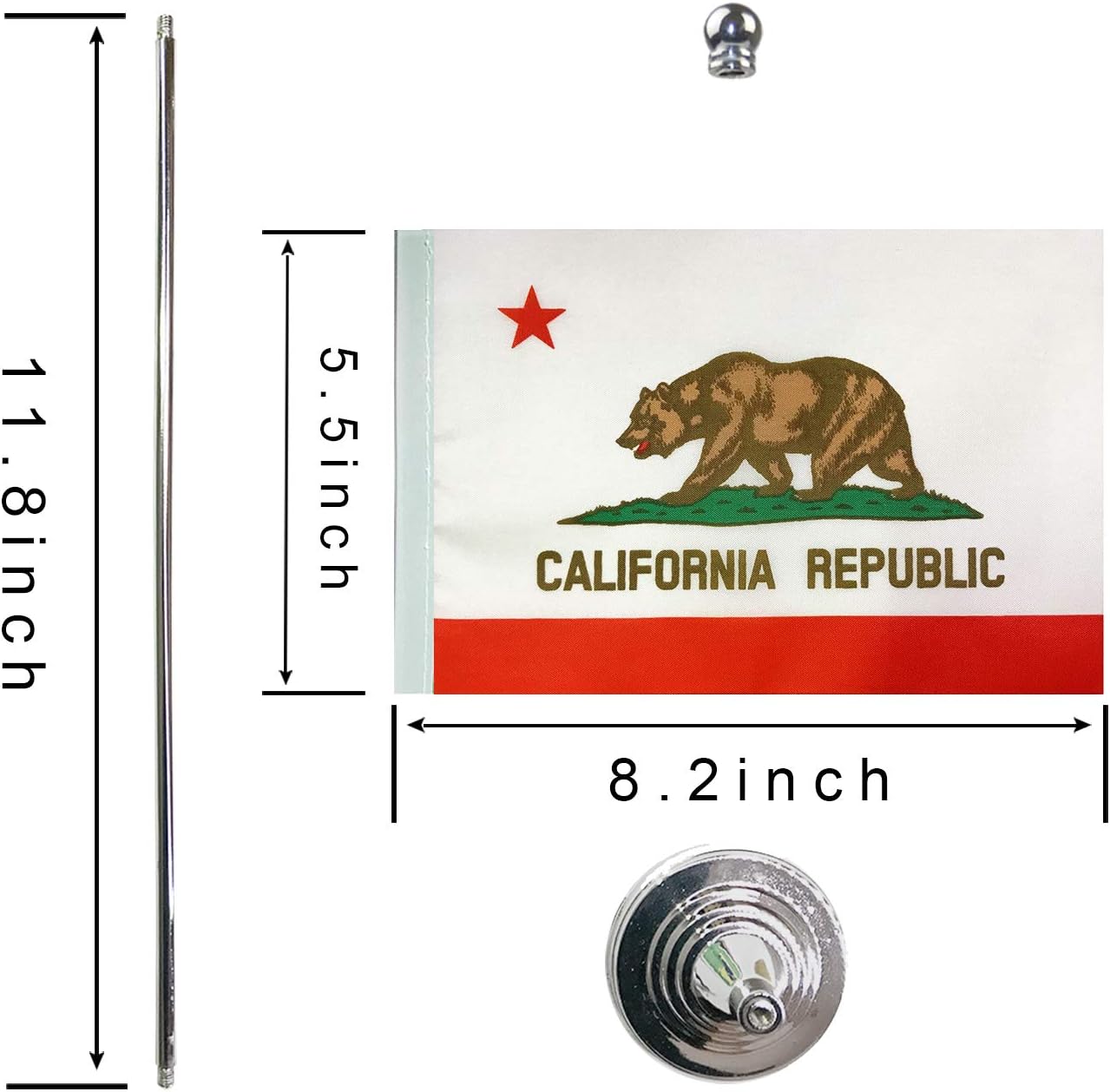 GentleGirl.USA California State flag Californians CA Flag, Small Mini California State flag Desk Flag stick Office Table Flag on Stand Base,Festival Events Celebration,home decoration - Image 2