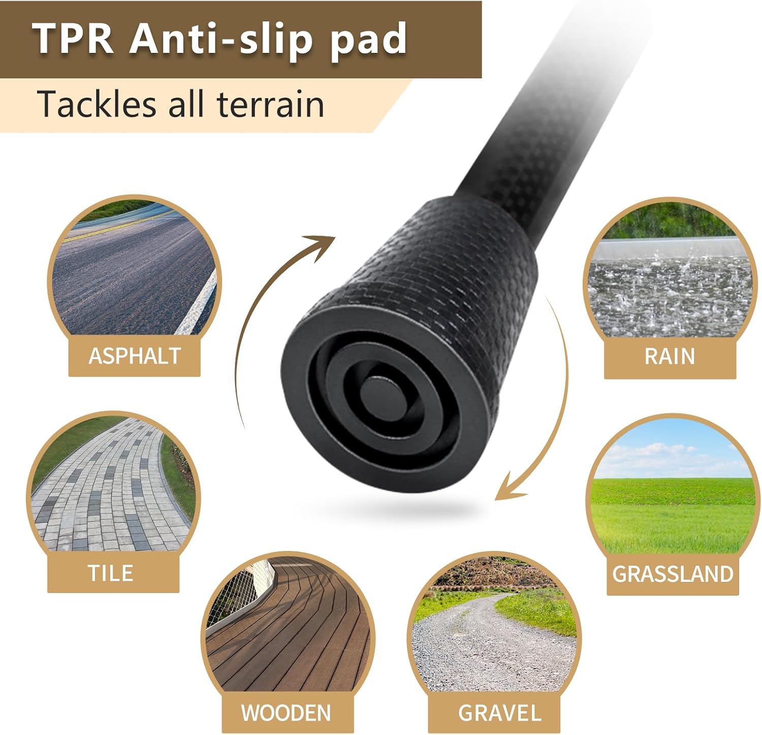 Wooden Handle Walking Cane - Carbon Fiber, Foldable and Adjustable, for Men and Women, Elderly and Seniors
