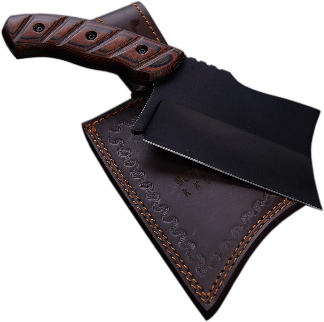 BucknBear Custom Handmade D2 Steel Fixed Blade Cleaver Hunting Knife (G10 Handle)