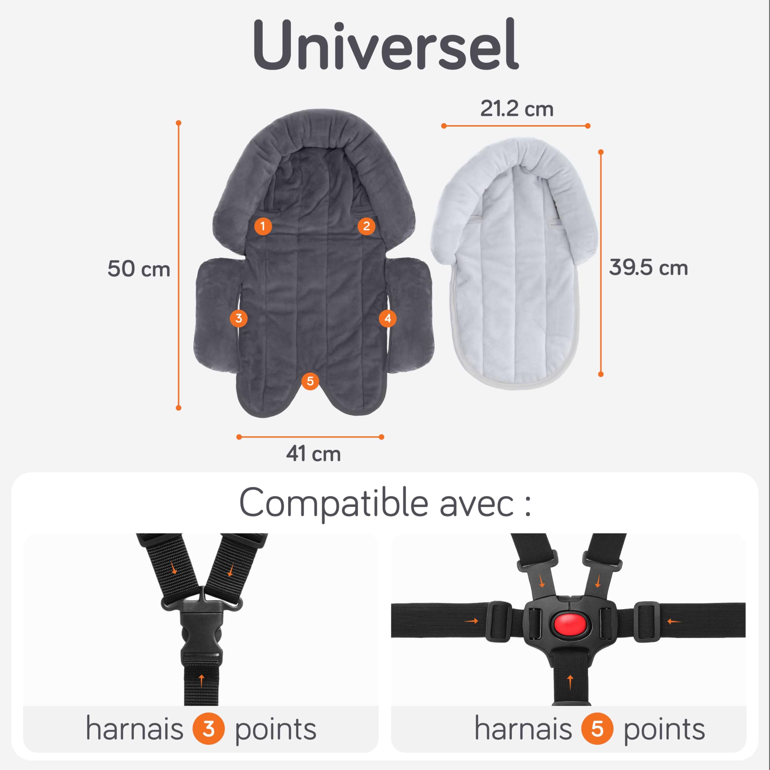 Baby Uma Coussin Reducteur Siege Auto Bebe & Nouveau-né 2-en-1 (0-12 Mois) - Reducteur Cosy Universel Ultra-Doux - Reducteur Poussette Bebe Lavable en Machine