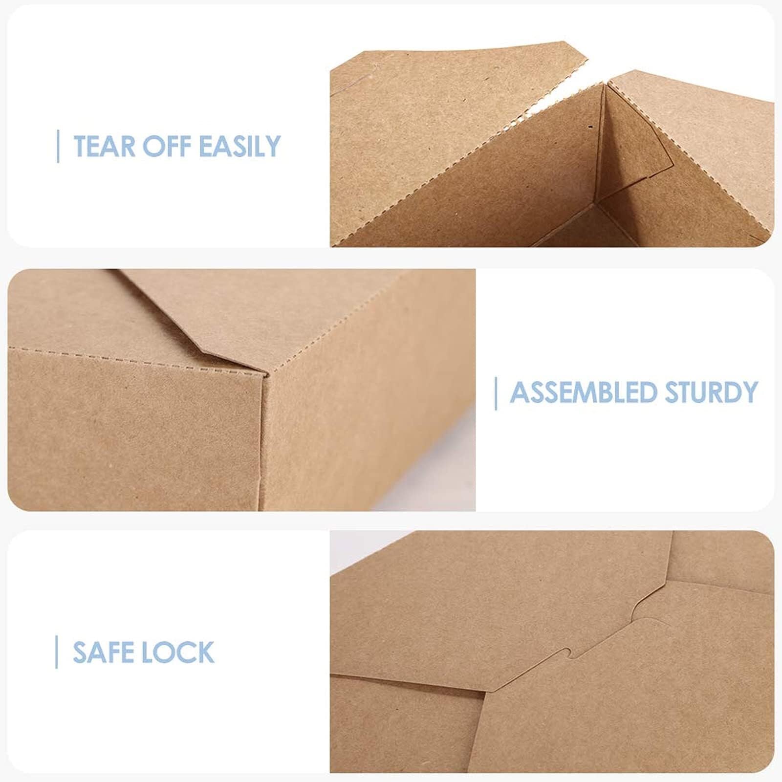 Caja for comida for llevar, caja for comida for llevar, caja for comida kraft con tapa abatible, caja for comida de cartón kraft marrón compostable a prueba de fugas y grasa for diversos alimentos, 20