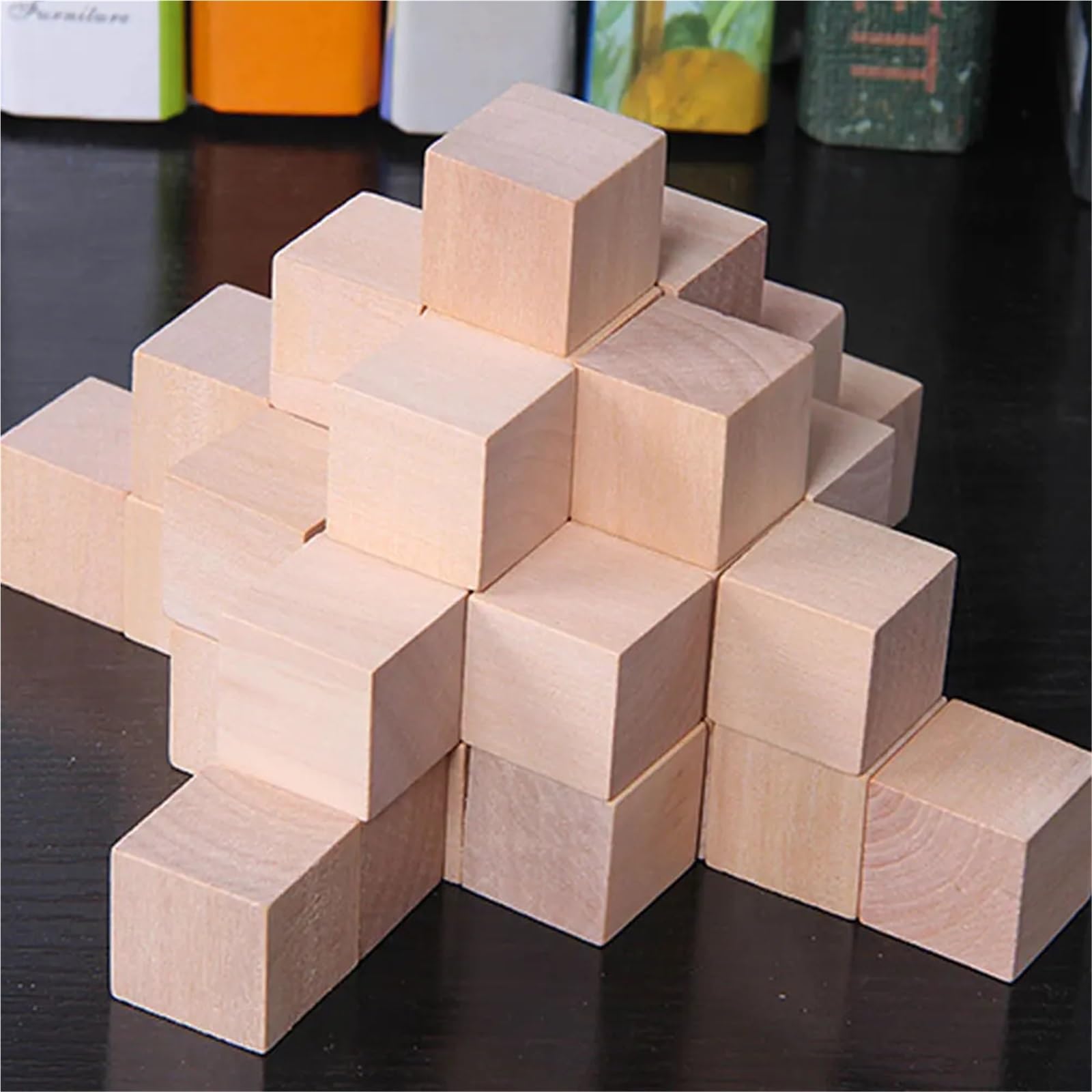 500 bloques cuadrados de madera 25 mm for manualidades, ligeros, seguros, for proyectos bricolaje, juegos educativos, creatividad infantil, suaves y sin astillas