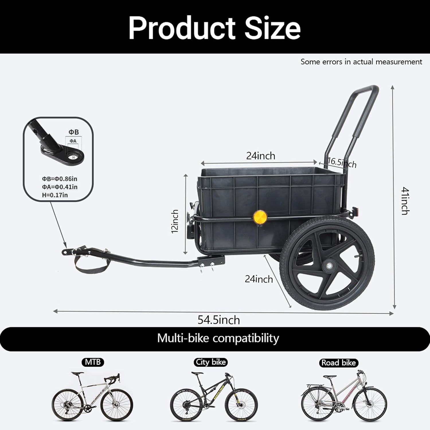 2 in 1 Bicycle Trailer with Foldable Storage Box, Heavy Duty Bike Cargo Trailer with Removable Cover & 16" All-Terrain Wheels, Bike Wagon for Camping Groceries, 70L Capacity