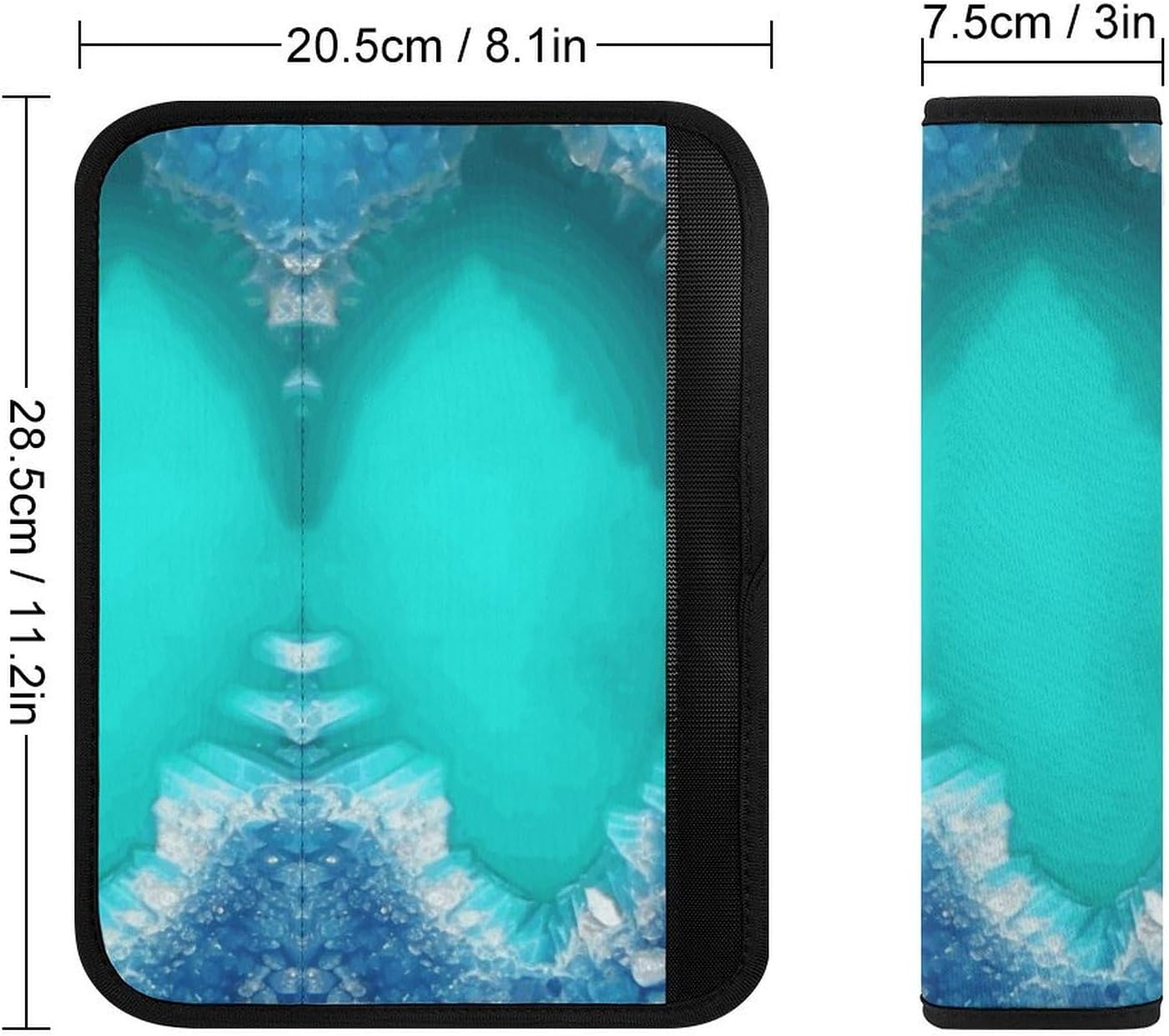 2 PCS Super Soft Car Seat Belt Pad, Cute Bright Aqua Blue Turquoise Printed Waterproof Sweat-Absorbing Seat Belt Covers Backpack Shoulder Pad for All Car Seats Baby Strollers