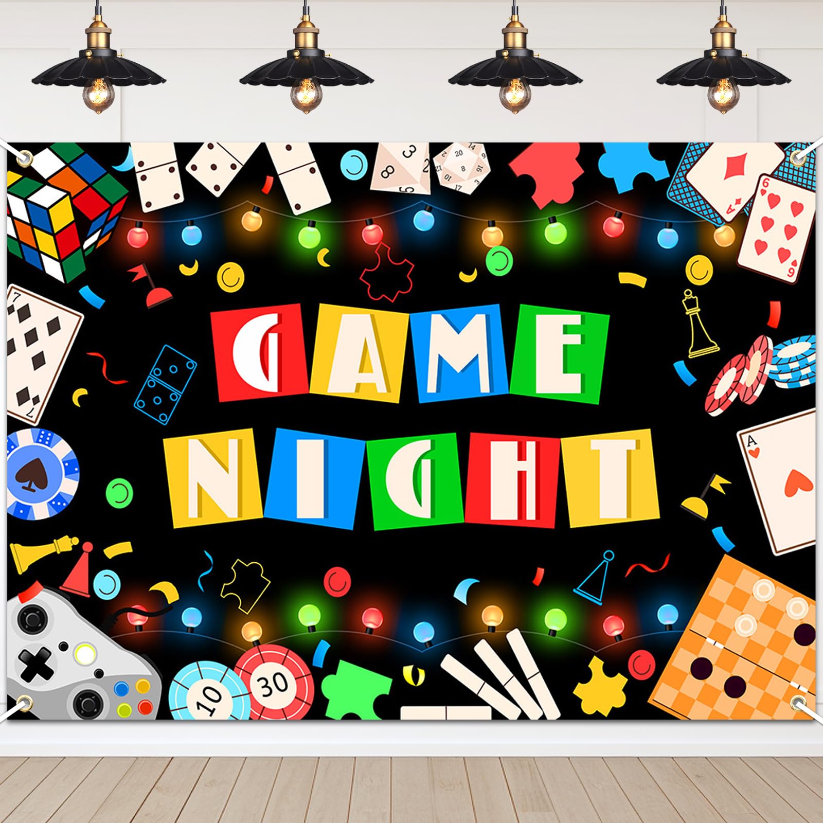 Avezano Game Night Backdrop Chess Card Photograhy Background Playing Card Party Supplies Gamble Gaming Kids Adults Birthday Party Photo Booth Props (