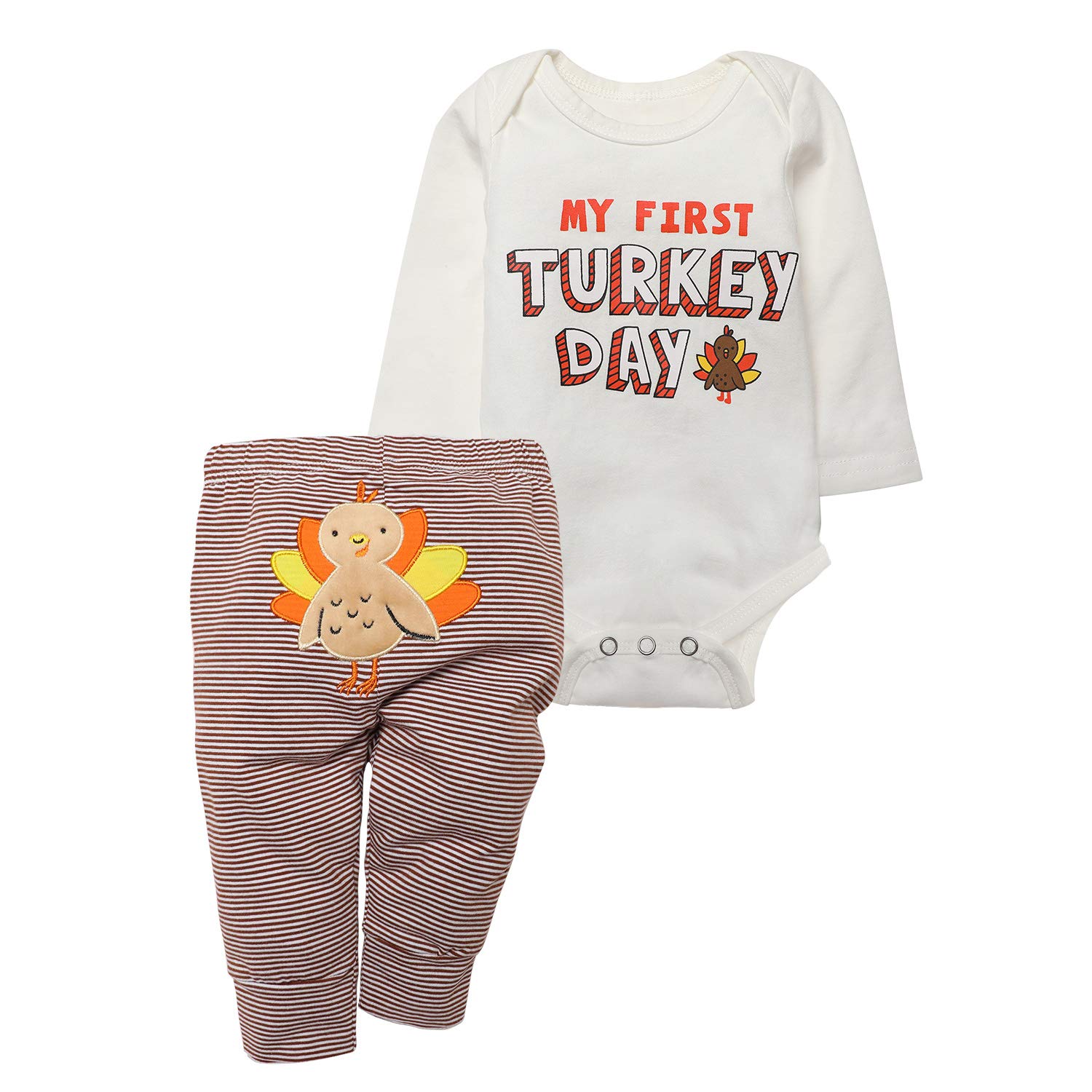 Von kilizo Thanksgiving Outfit Baby Boy Girl My First Thanksgiving Bodysuit Romper + Pants Clothes Sets