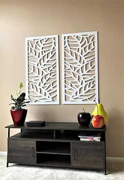 VIMA (Leaf Veins) Decorative Wall Panel - 48 L x 24 W x 1/2 H, White Color PVC Board Panel with Private Screen Fence Design for Home Renovation & Wall Decor