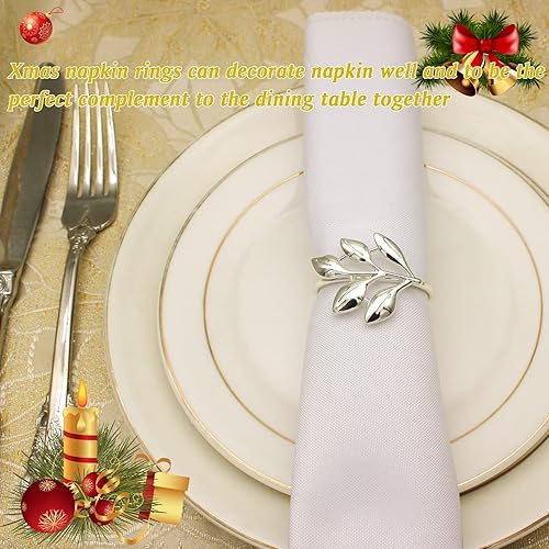 Vista 59 de Legigo Juego de 8 servilleteros de corona de Navidad, corona de diamantes, servilleteros de Navidad para servilletas de tela, decoración de mesa