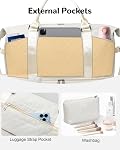 50L Large Travel Duffel Bag with Shoe Compartment for Women, Carry on Overnight Weekender Bags with Wet Pocket, Hospital Pack with Small Toiletry Bag, White