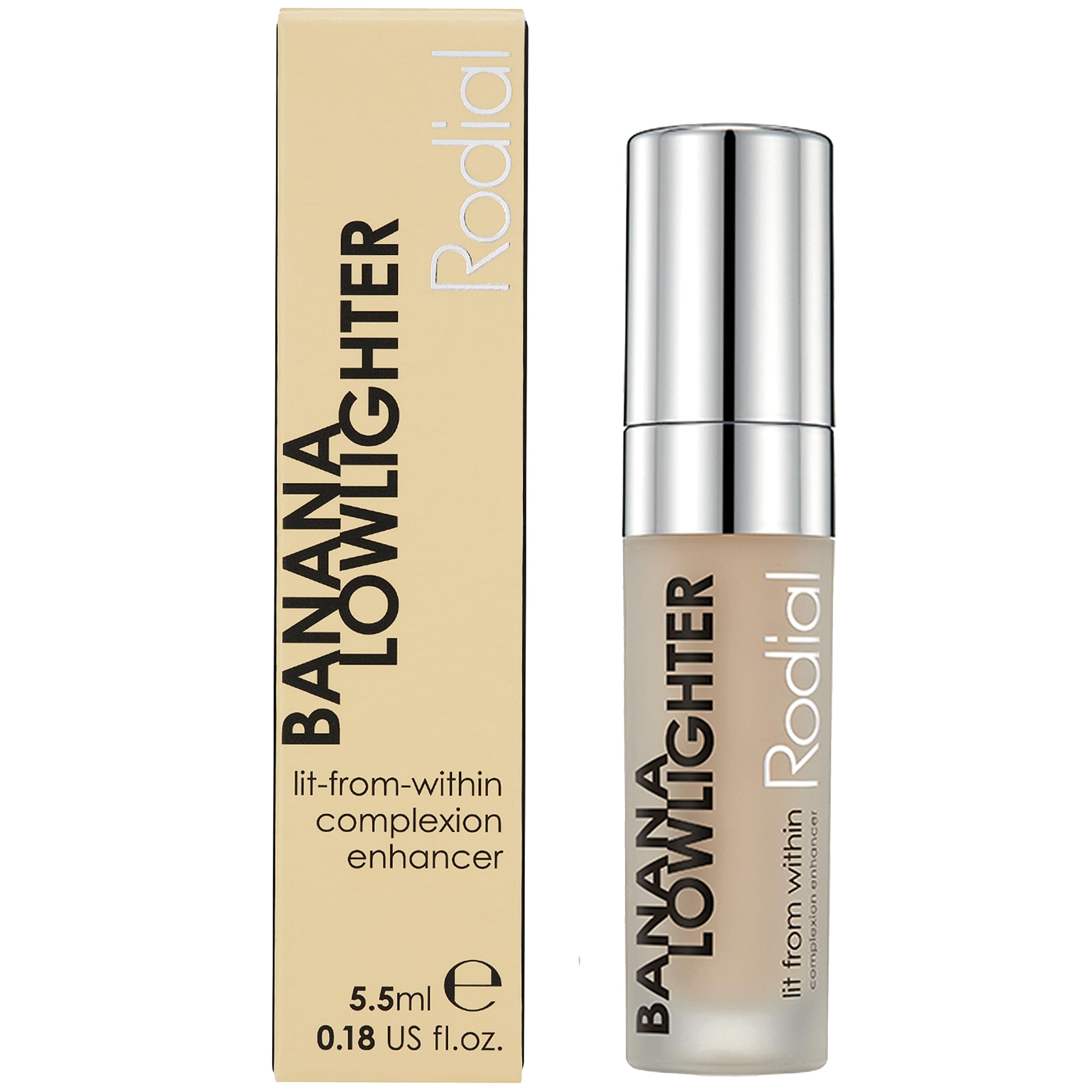 Rodial Banana Lowlighter 5,​5 ml, Correttore Liquido Colore con Sottofondo Giallo, Correttore Viso con Finitura Setosa e Non-​luccicante, Formula Idratante con Acido Ialuronico, Vitamina E e Caffeina