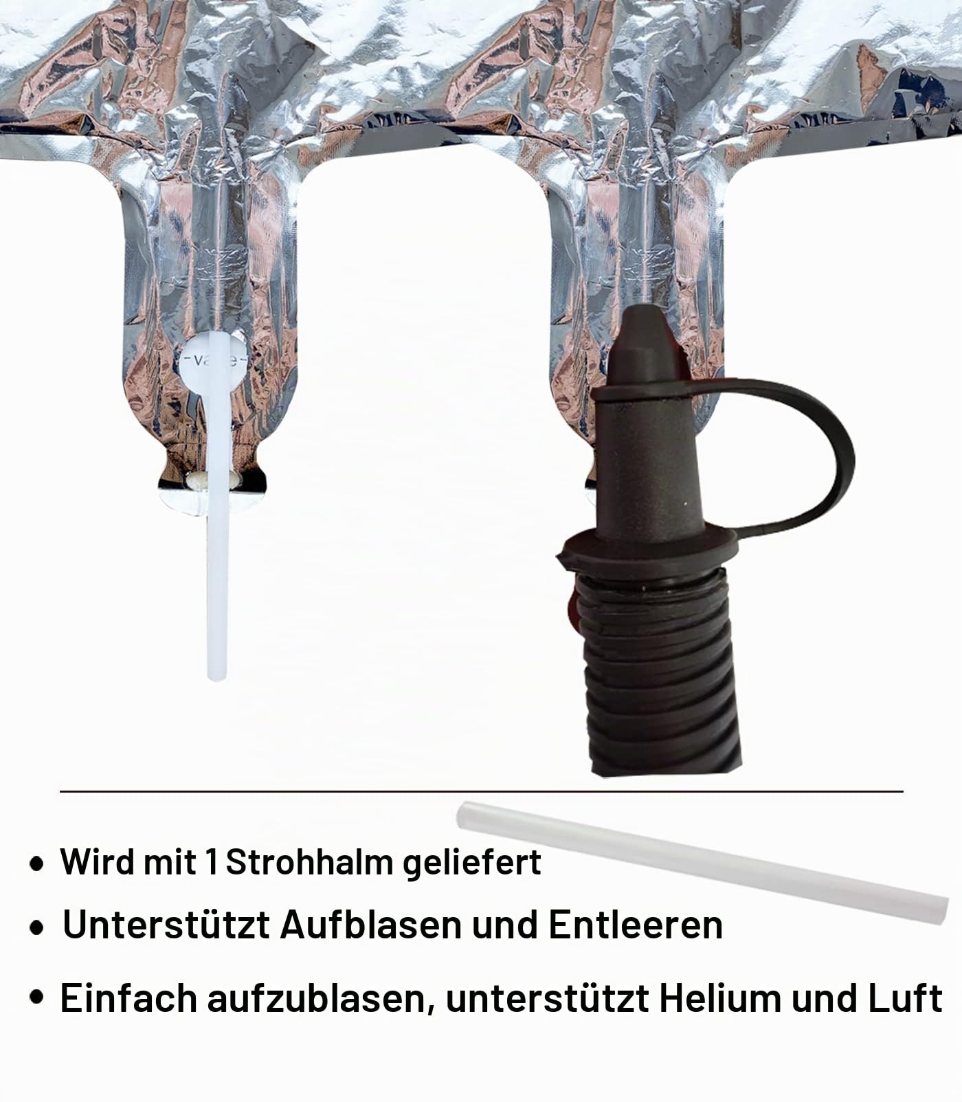 AULE Zahl Luftballon 1 Silber: XXL 101 cm Zahlen Folienballon Geburtstag Silber 1 Jahre Helium Ballon Zahlenballon für Jubiläum Deko