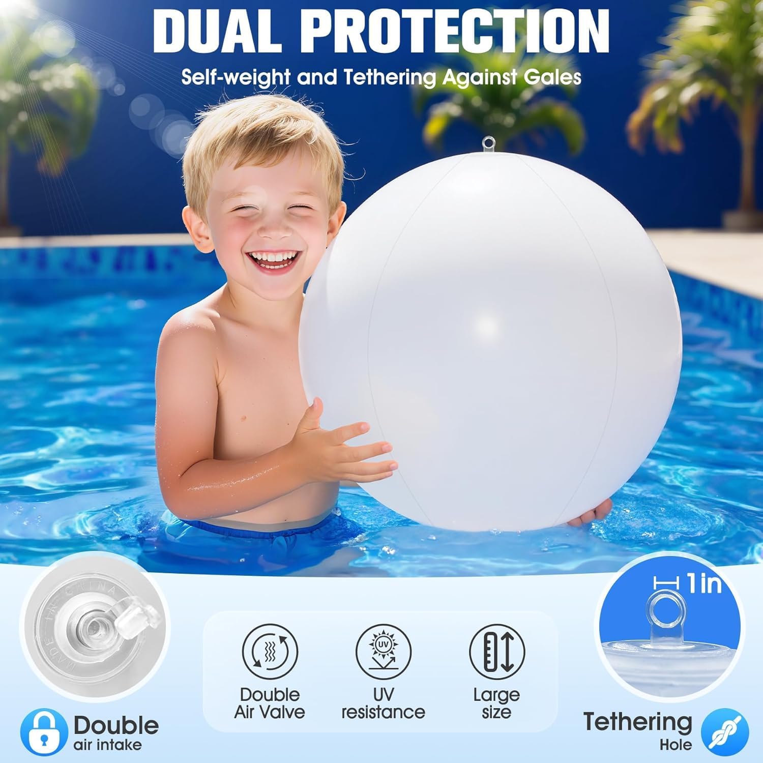 Solar Floating Pool Lights, 14 Inch Flame Solar Pool Light Balls, Floating Glow Globe IP68 Waterproof, Inflatable Solar Lights up Balls for Swimming Pool Pond Outdoor Decor -4PCS
