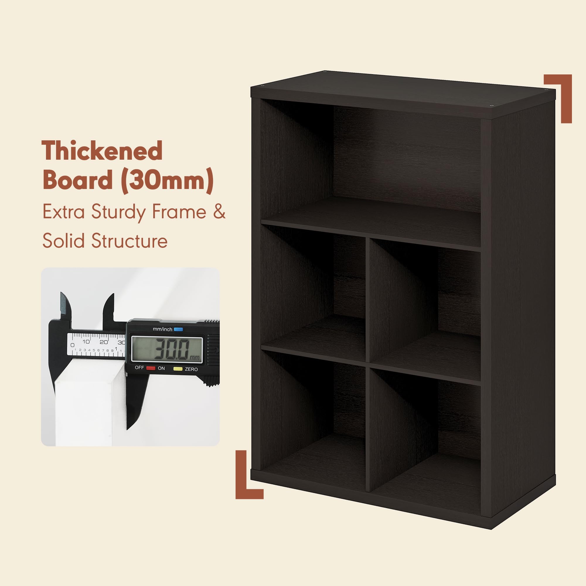 Furinno CUBICLE Mobile per Giradischi con Raccoglitore per Vinili, 5-Cube 1.2 Extra Spesso Raccoglitore per Dischi in Vinile, Scaffale Multimediale per CD DVD Dischi, Rovere Scuro Nero