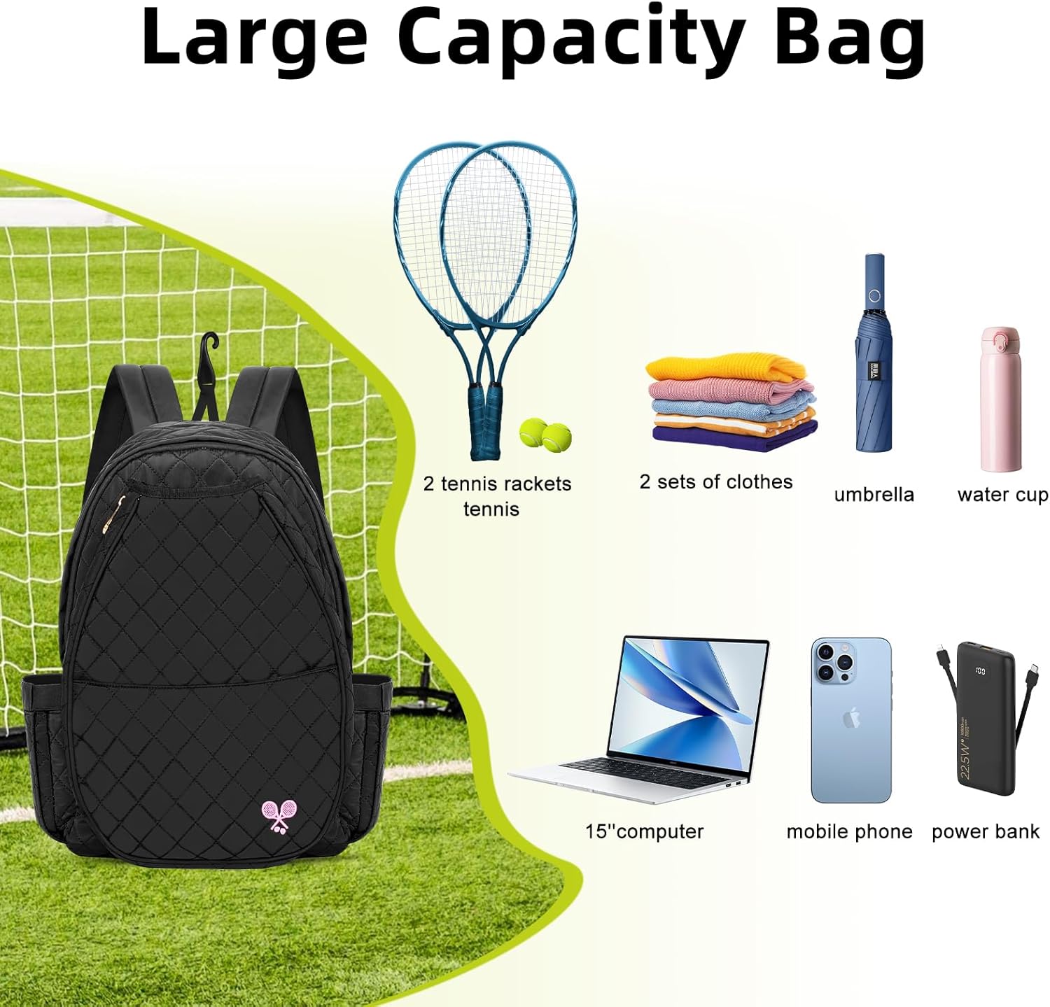 YEEGO DIRECT Tennis Bags for Women, Tennis Backpack Pickleball Racket Bags,Water-Resistant Sling Tote Padel Bag for Pickleball Tennis Badminton, Cute Gifts for Women Girl Kids, Duffle Bag Gym Travel