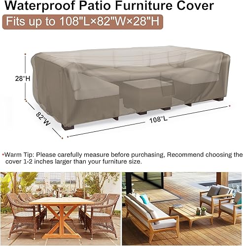 Miniatura 33 de Fundas resistentes al agua para muebles de patio, juego de sofá modular Mrrihand para exteriores, mesa de patio y silla, 89.7 pulgadas de largo x