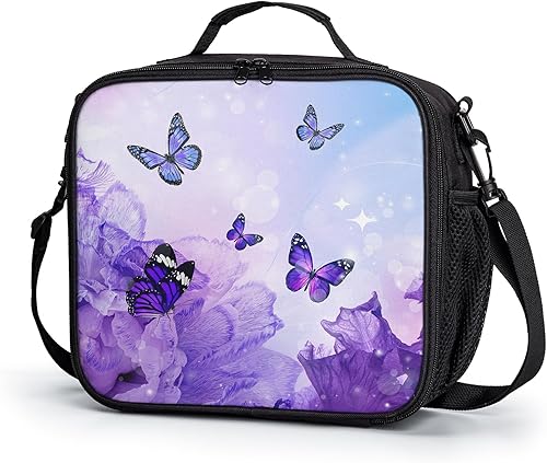 Miniatura 19 de Lonchera con diseño de mariposa azul para niñas y niños, bolsa de almuerzo aislada, con diseño de mariposas, reutilizable, hielera, bolsa térmica